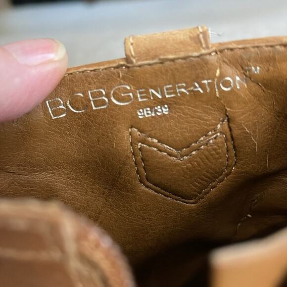 BCBGeneration Tan Leather Western Peeptoe Heels 4" Size 9 - Picture 6 of 8